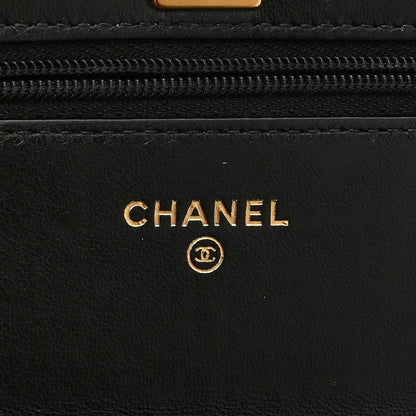 Chanel Shiny Lambskin Quilted CC Turnlock Chic Pearl Wallet on Chain WOC  Black 6 of 11