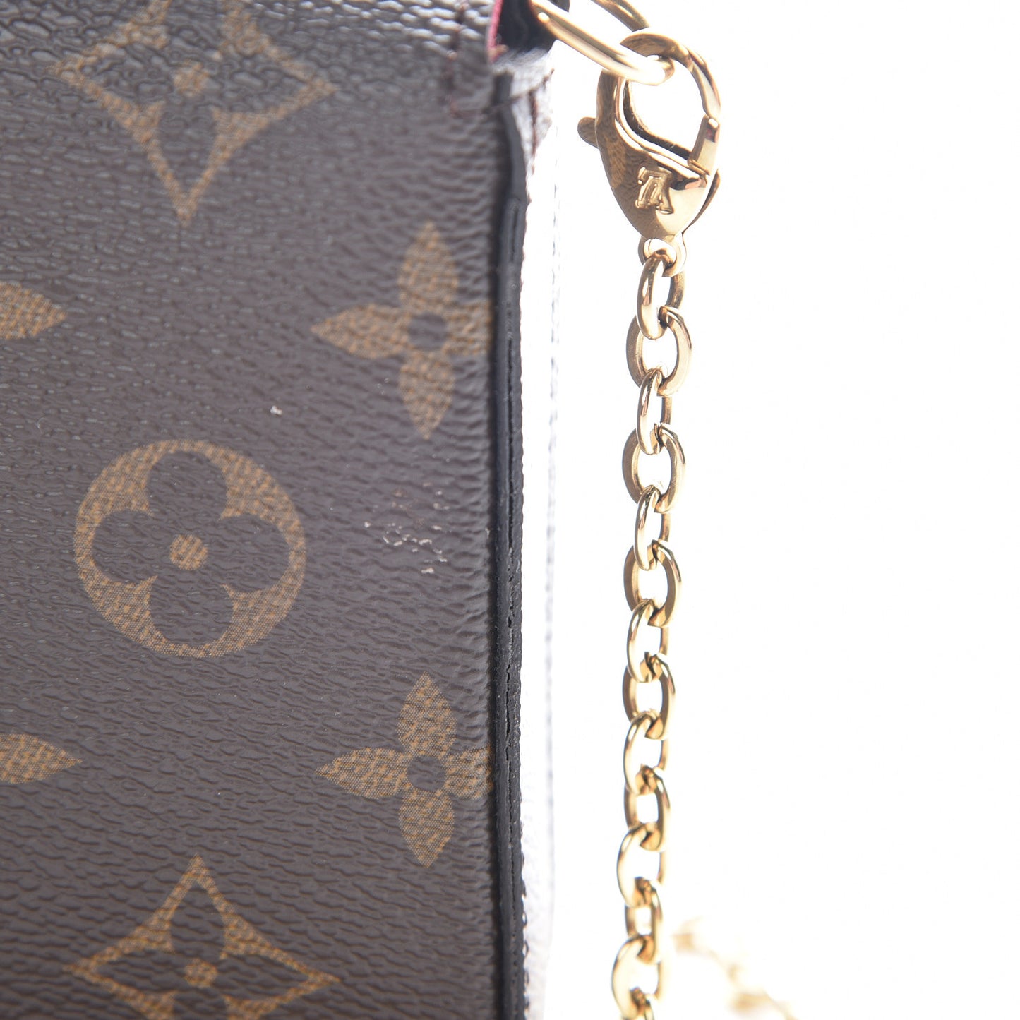 Monogram Pochette Felicie Chain Wallet Fuchsia