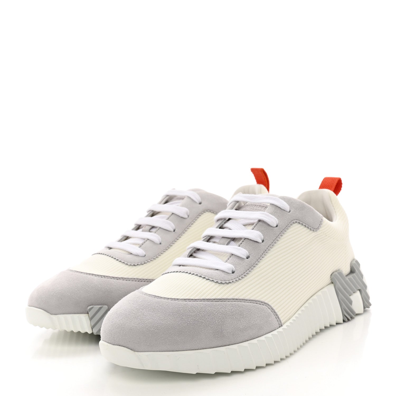 Hermes Technical Canvas Suede Goatskin Bouncing Sneakers 40 White Multicolor 3 of 10