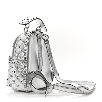 Valentino Garavani Metallic Nappa Mini Rockstud Spike Backpack Silver 3 of 9