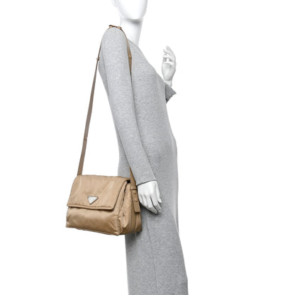 Prada Re-Nylon Vitello Padded Large Flap Shoulder Bag Deserto 2 of 13