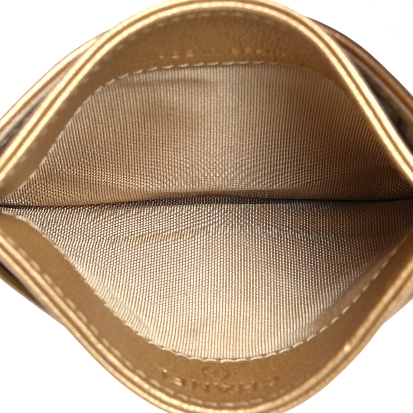 Metallic Lambskin Quilted Chanel 19 Card Holder Gold