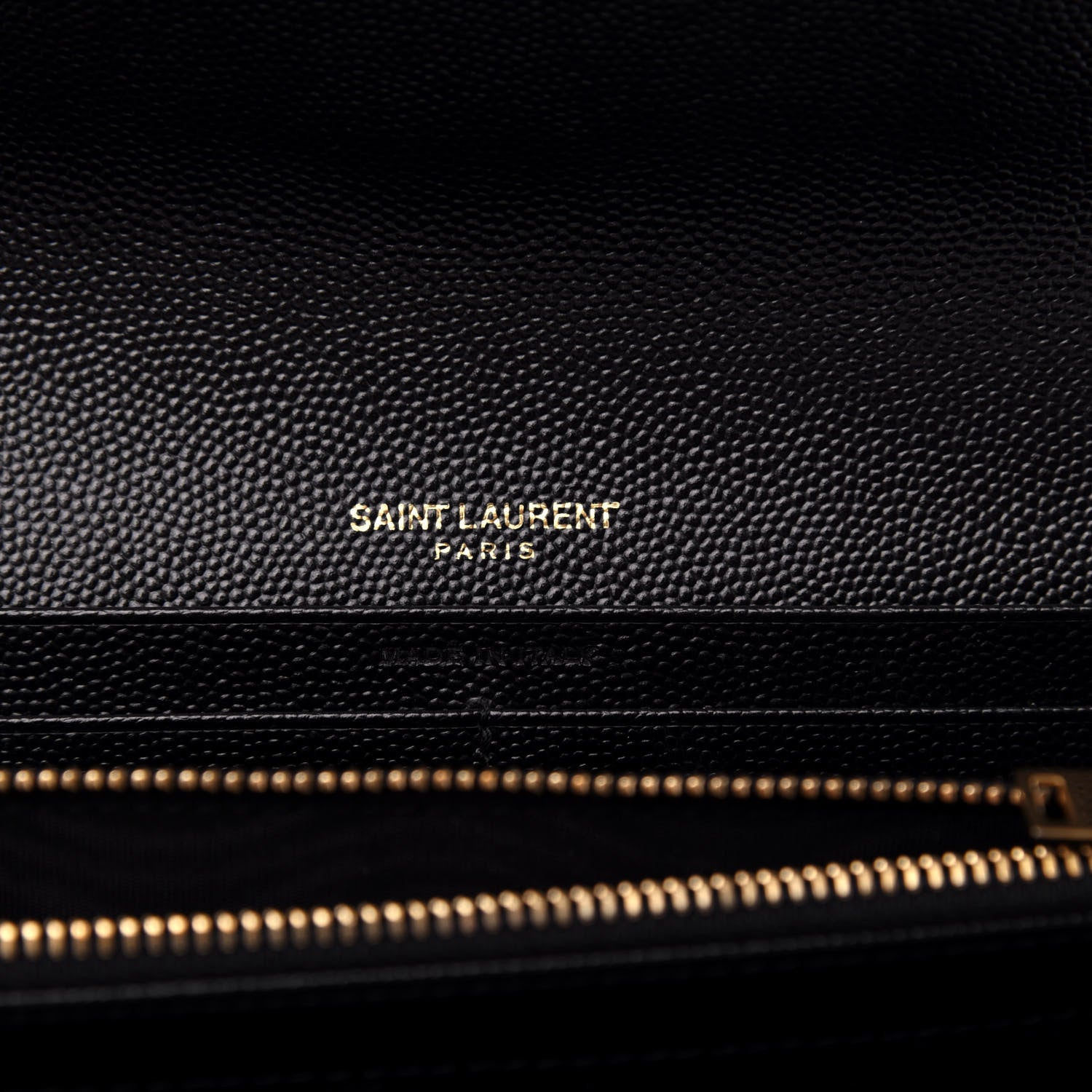 Saint Laurent Grain De Poudre Matelasse Chevron Monogram Flap Wallet Black 6 of 7