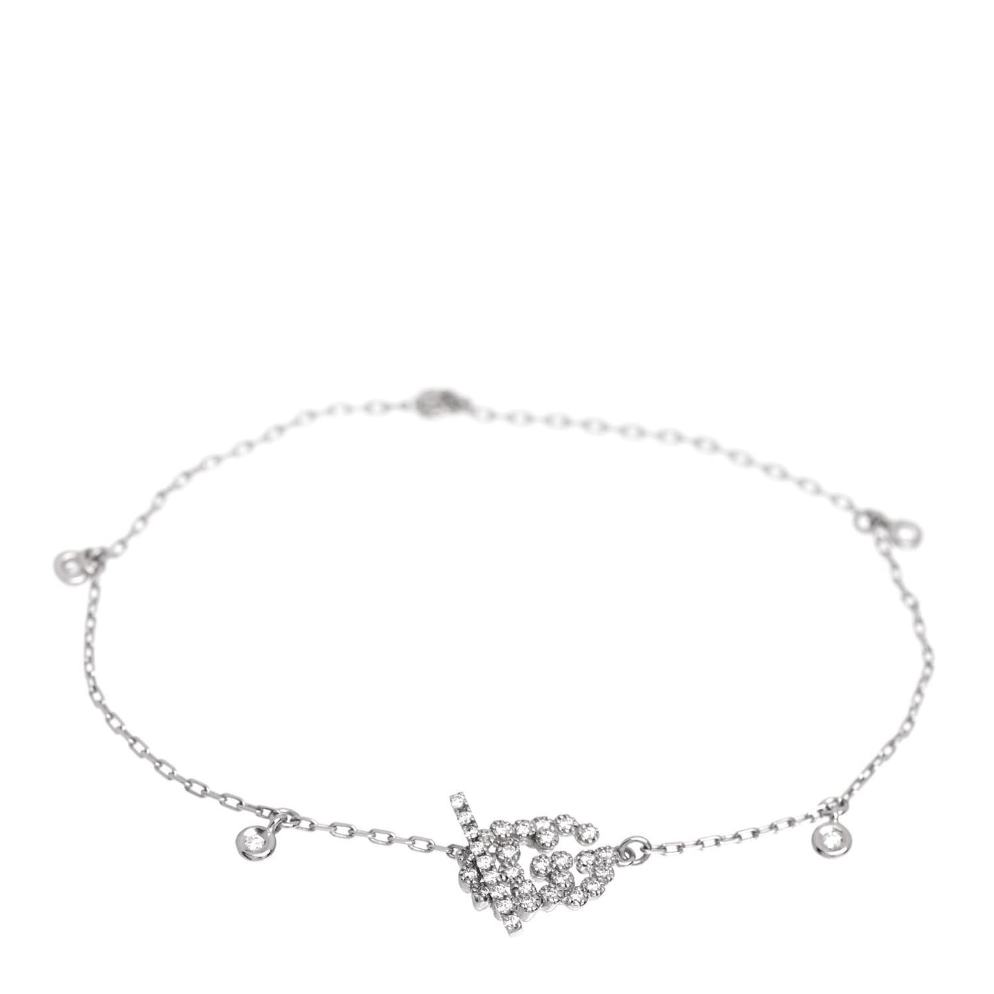 18K White Gold Diamond GG Running Bracelet 17