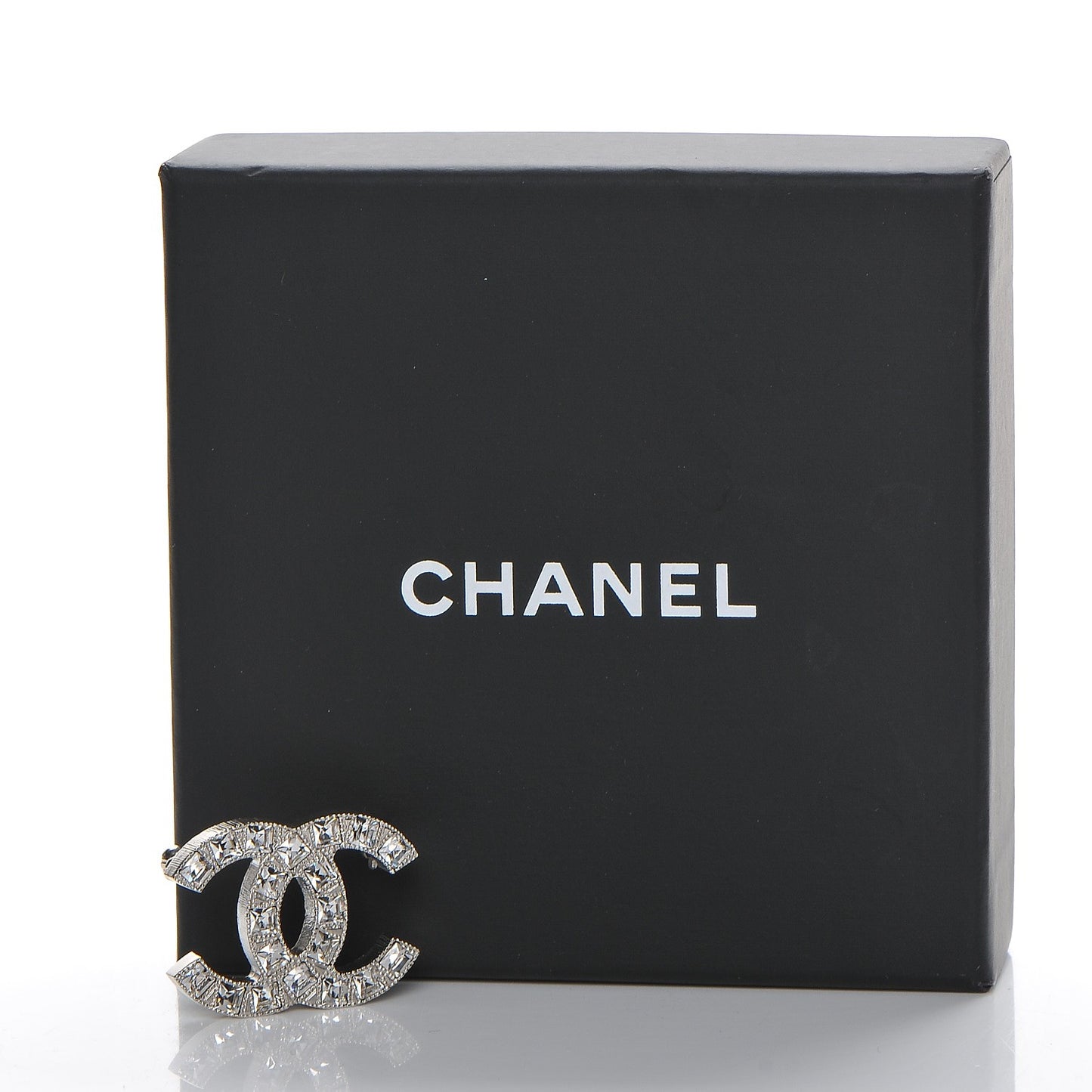 Crystal Baguette CC Mini Brooch Silver