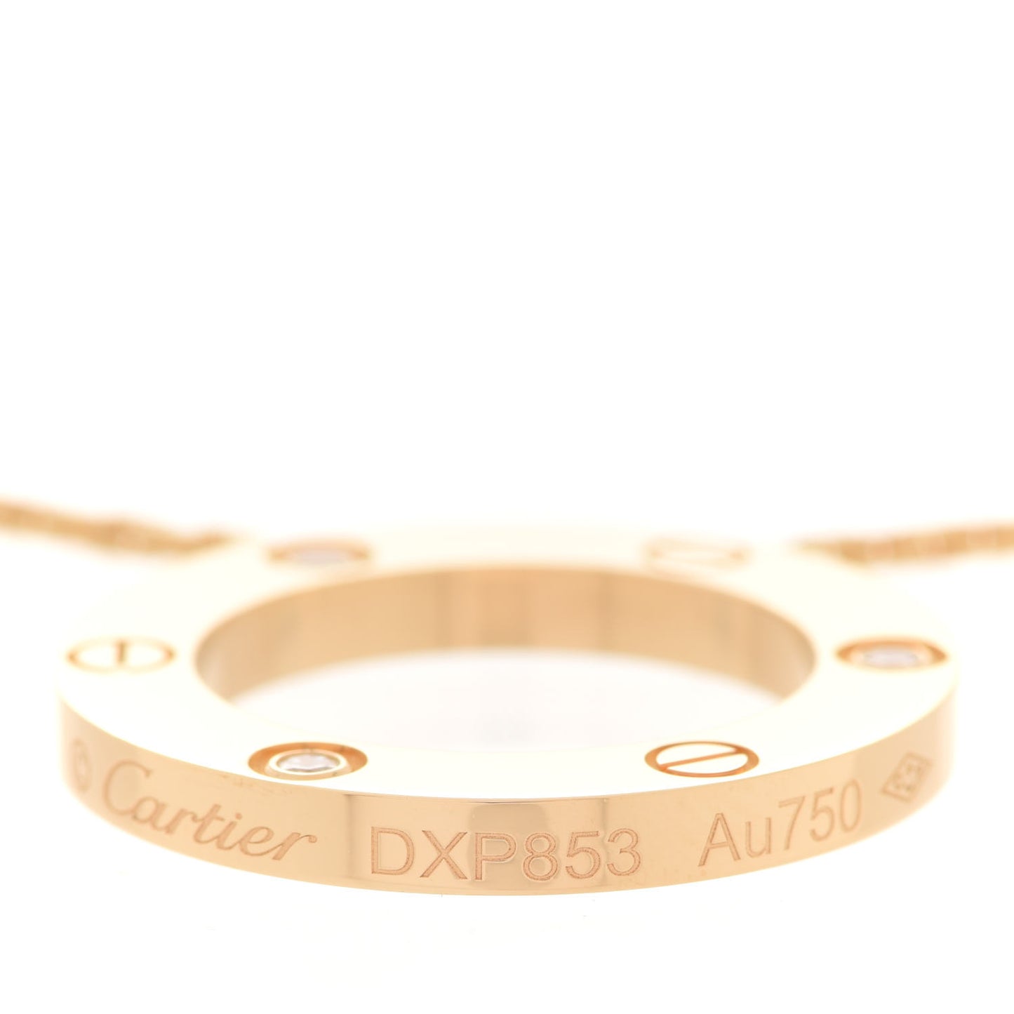 18K Yellow Gold 3 Diamonds LOVE Pendant Necklace