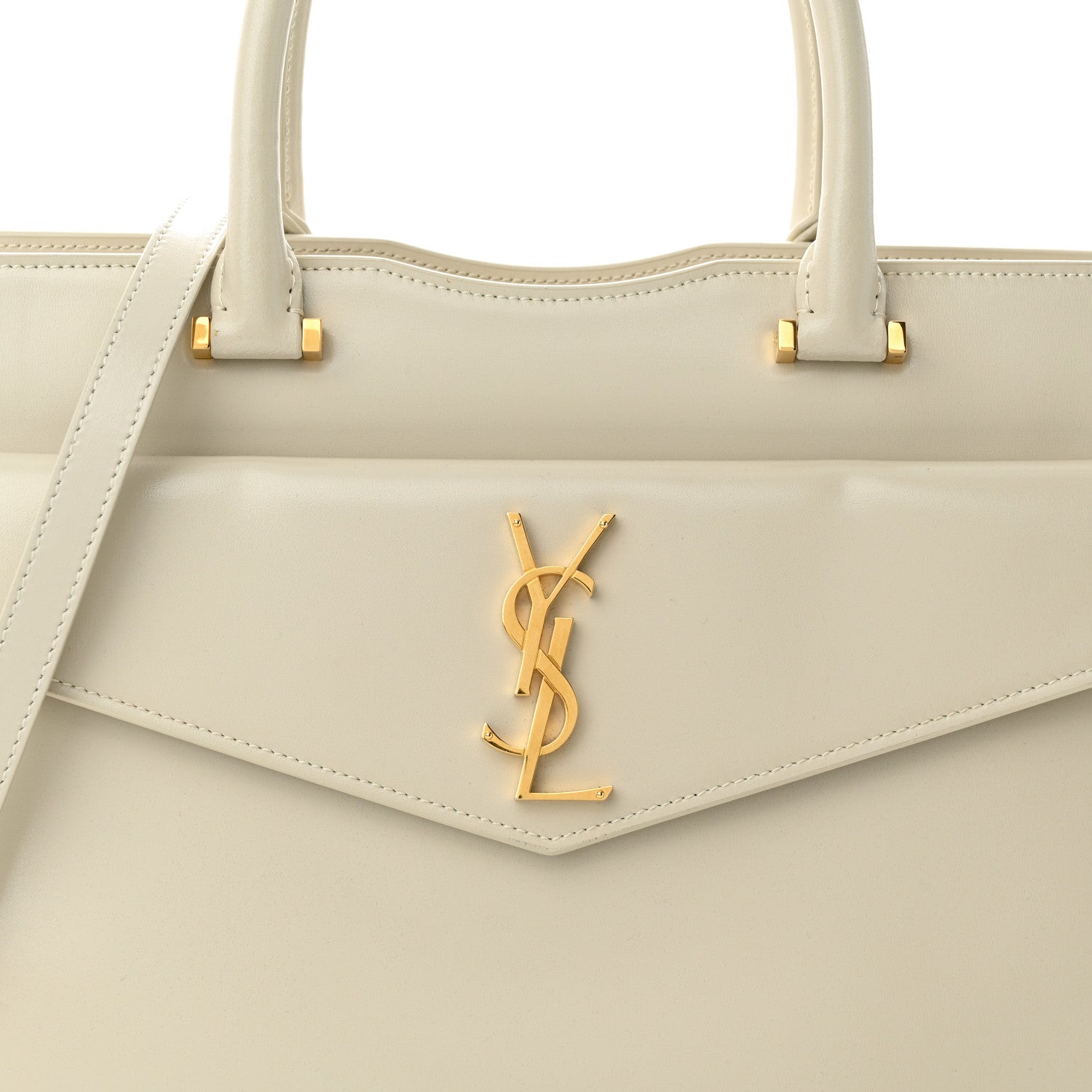 Saint Laurent SAINT LAURENT Shiny Calfskin Medium Uptown Tote Crema Soft 8 of 11