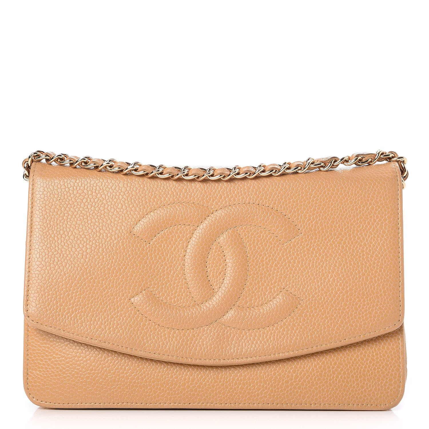 Chanel Caviar Timeless CC Wallet On Chain WOC Beige 1 of 12