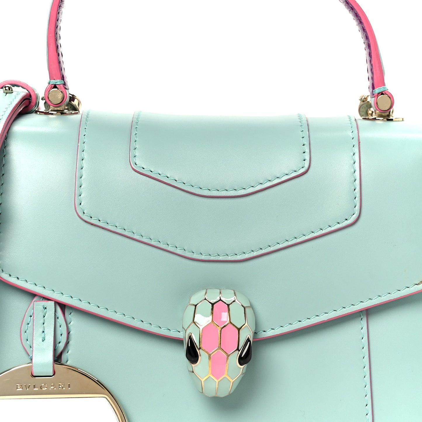 Calfskin Serpenti Forever Top Handle Blue Pink