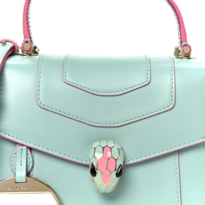 Bulgari Calfskin Serpenti Forever Top Handle Blue Pink 10 of 12