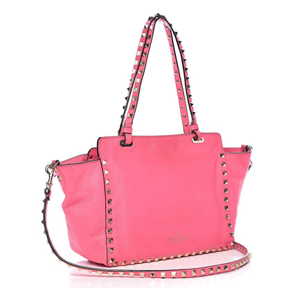 Valentino Garavani Vitello Small Rockstud Tote Fuxia Fluo 3 of 19