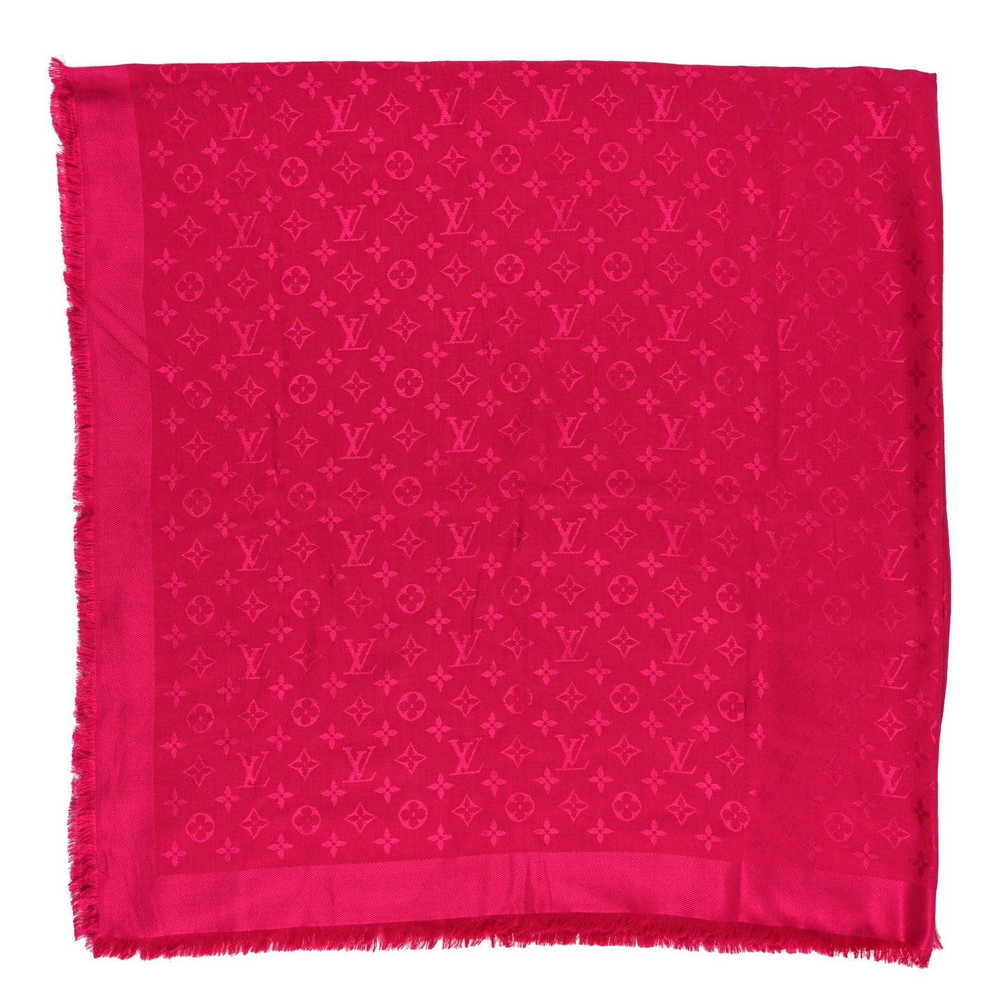Silk Wool Monogram Shawl Berry