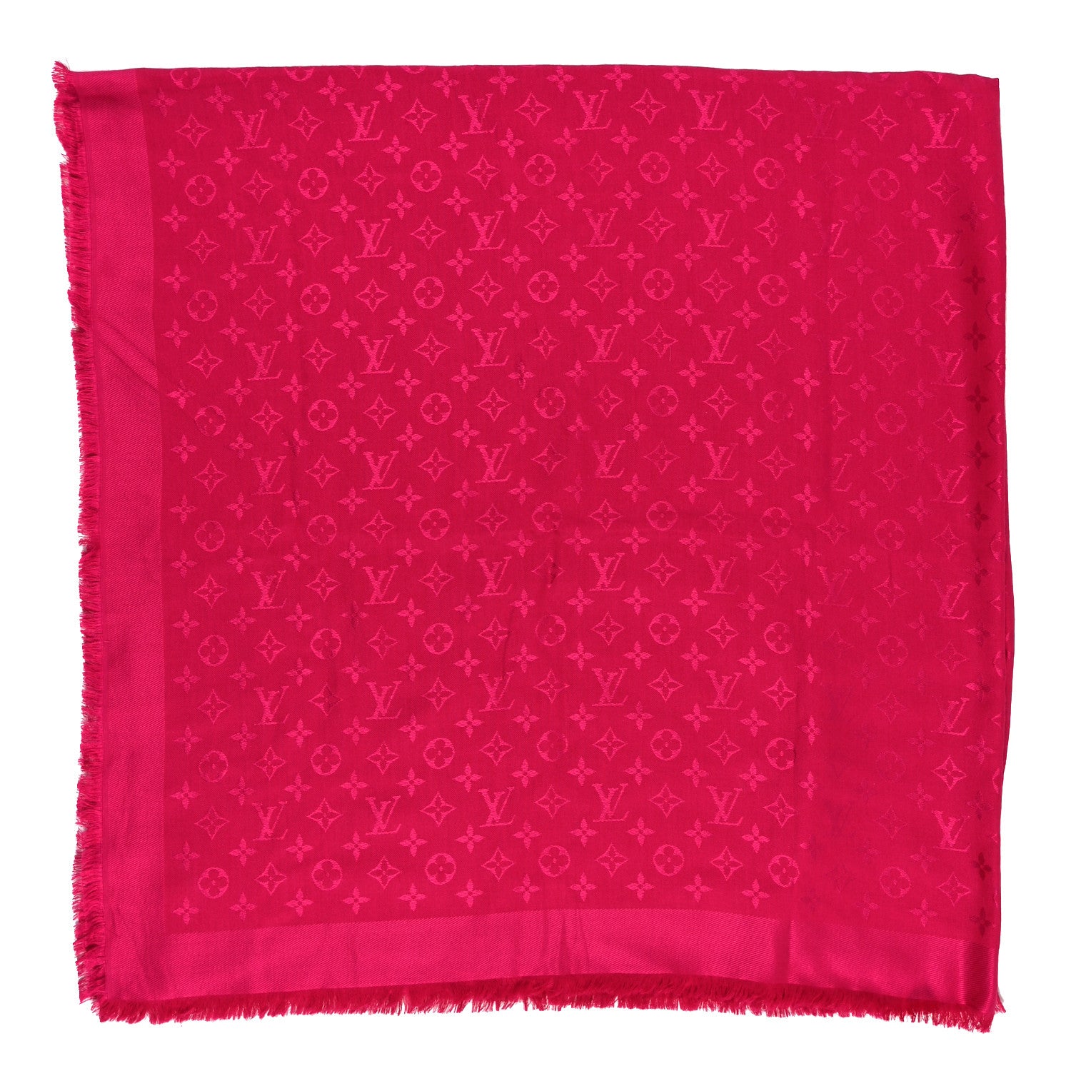Louis Vuitton Silk Wool Monogram Shawl Berry 2 of 3