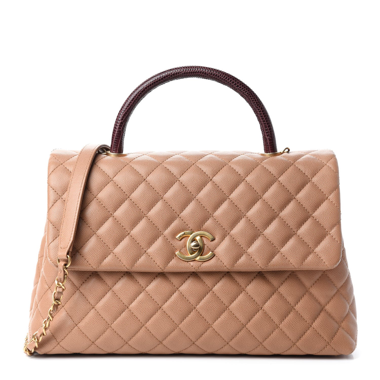 Chanel Caviar Lizard Quilted Medium Coco Handle Flap Light Beige 1 of 10