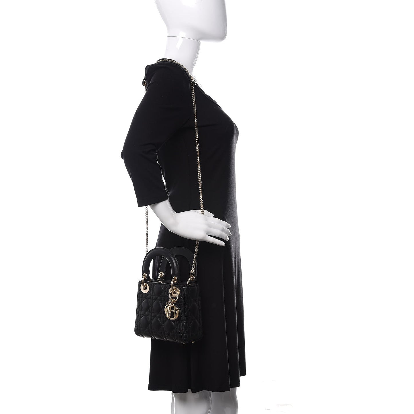 Lambskin Cannage Mini Lady Dior Black