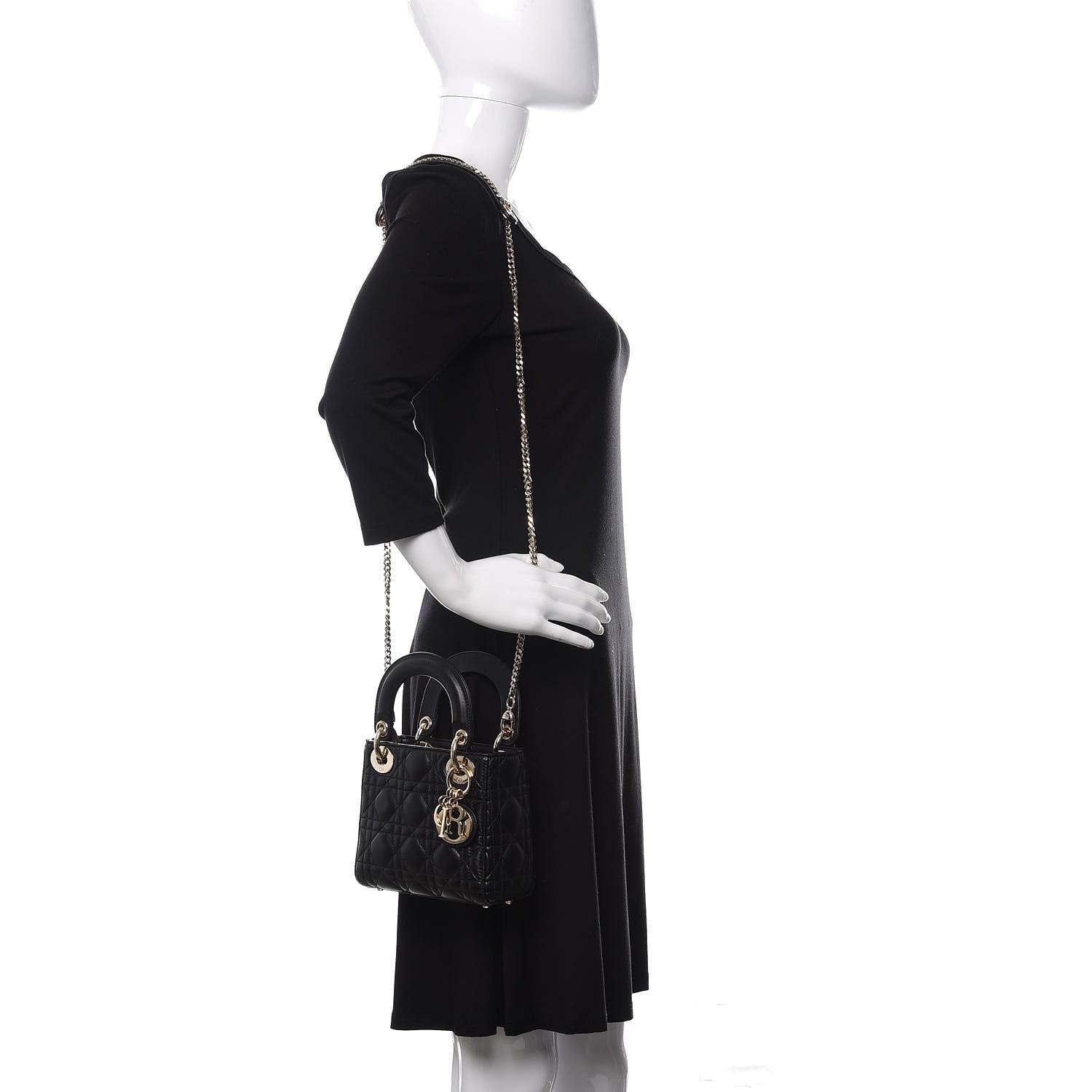 Christian Dior Lambskin Cannage Mini Lady Dior Black 2 of 9
