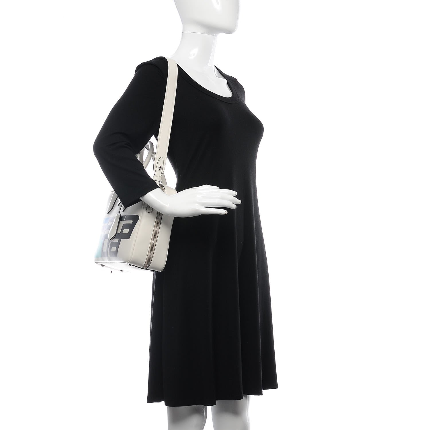 Prada City Calfskin Racing Logo Bowler White Black 3 of 9