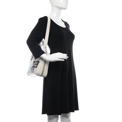 Prada City Calfskin Racing Logo Bowler White Black 3 of 9
