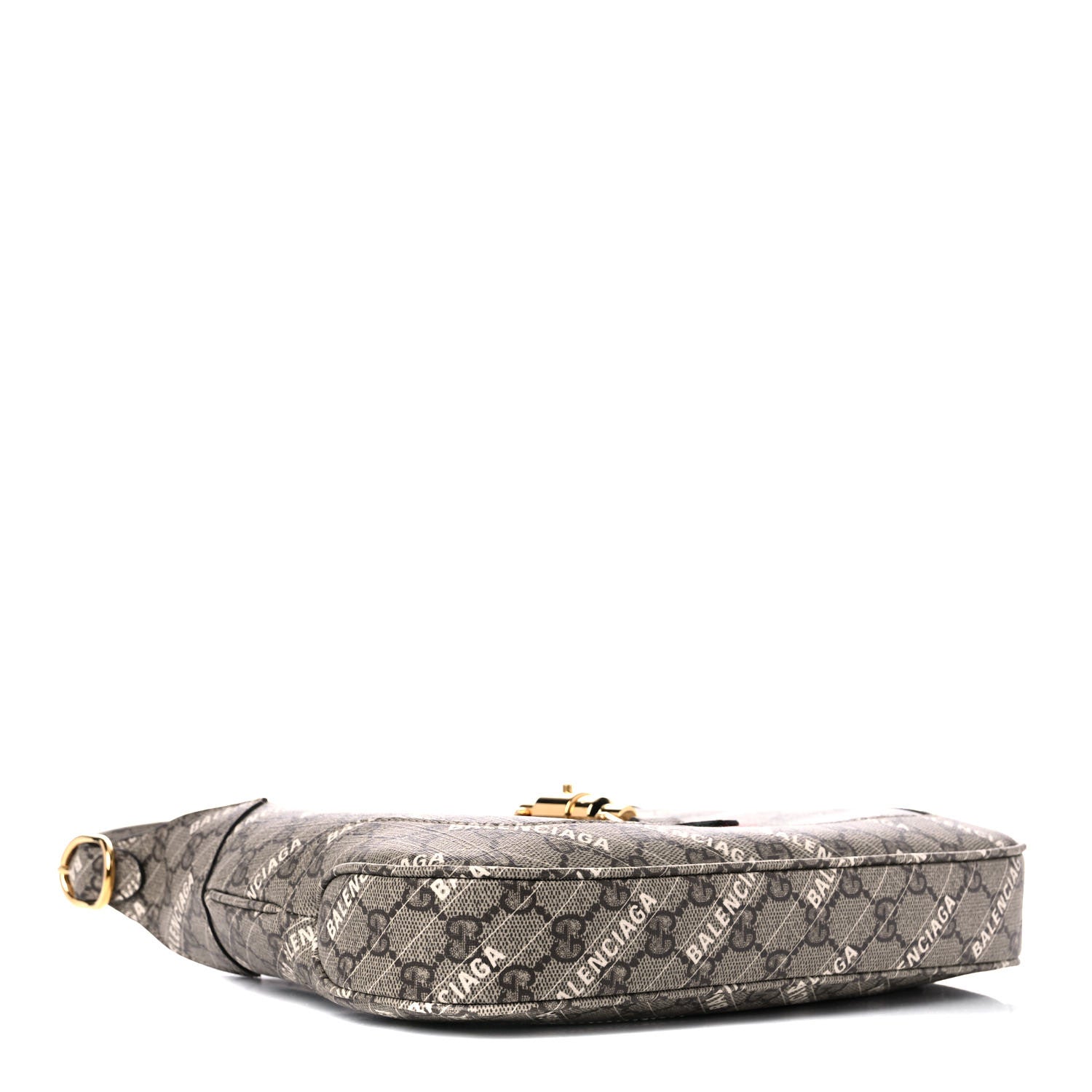 Gucci X BALENCIAGA GG Supreme Monogram Striped Logo Print Web Small Jackie 1961 Hobo Beige Ebony Mystic White 4 of 11