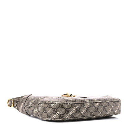 Gucci X BALENCIAGA GG Supreme Monogram Striped Logo Print Web Small Jackie 1961 Hobo Beige Ebony Mystic White 4 of 11