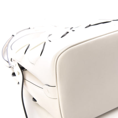 Prada Vitello Intreccio Tress Handbag White Black 5 of 10