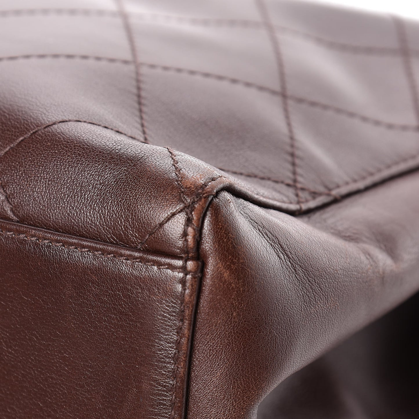 Lambskin Diamond Stitched Shoulder Bag Brown