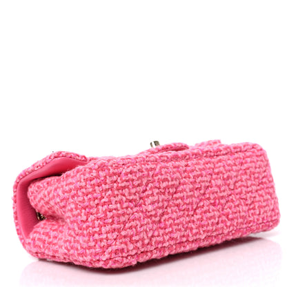 Chanel Wool Tweed Quilted Mini Rectangular Flap Dark Pink Fuchsia 4 of 9