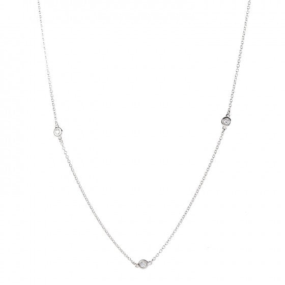 Sterling Silver Diamond .09ctw Elsa Peretti Diamonds by the Yard Three Station Necklace