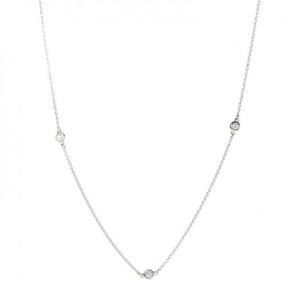 Tiffany Sterling Silver Diamond .09ctw Elsa Peretti Diamonds by the Yard Three Station Necklace 1 of 7