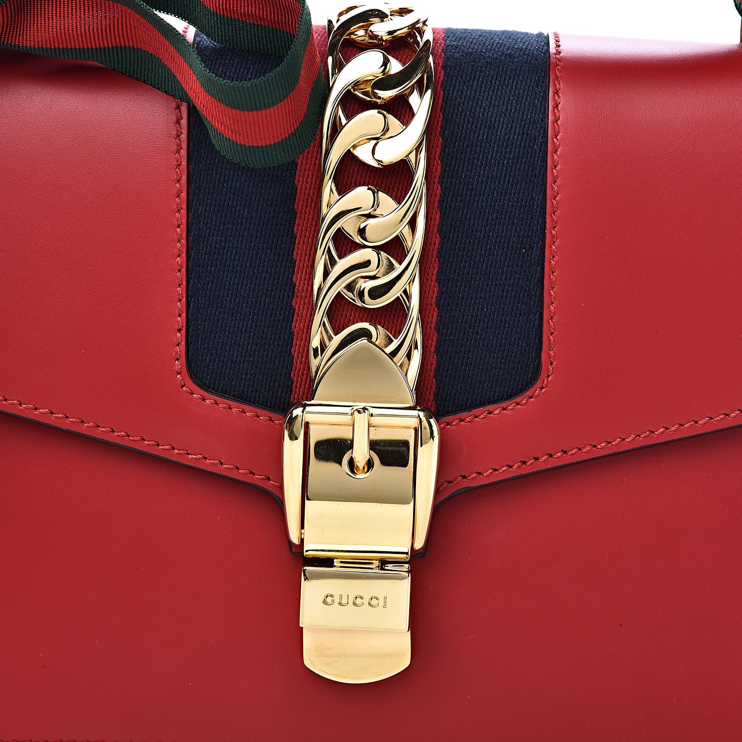 Gucci Calfskin Small Sylvie Shoulder Bag Hibiscus Red 11 of 11