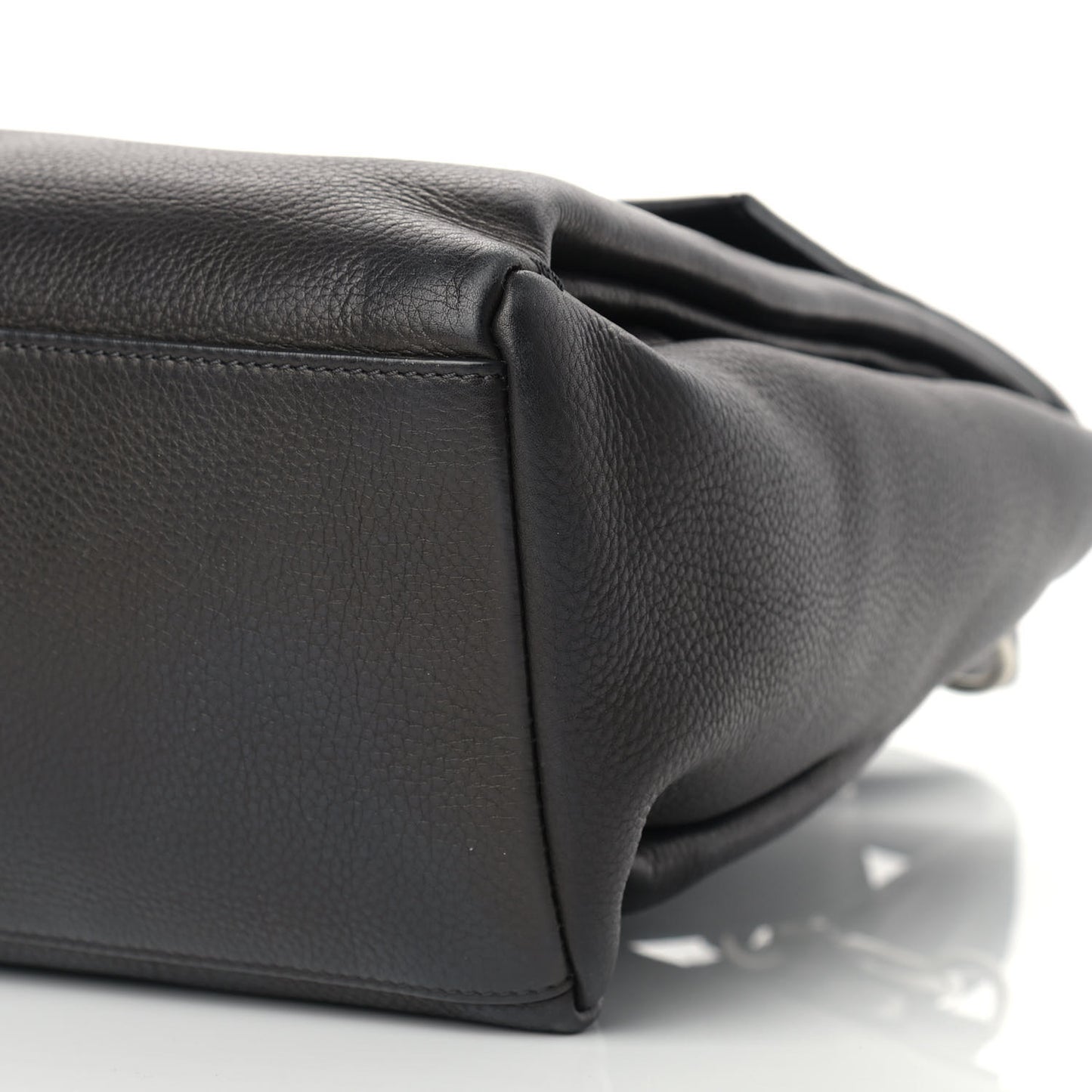 Waxy Grained Calfskin Medium Pandora Pure Flap Bag Black