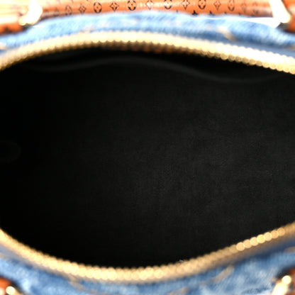 Louis Vuitton Denim Calfskin Reverse Monogram Malletage Alma BB Blue 5 of 12