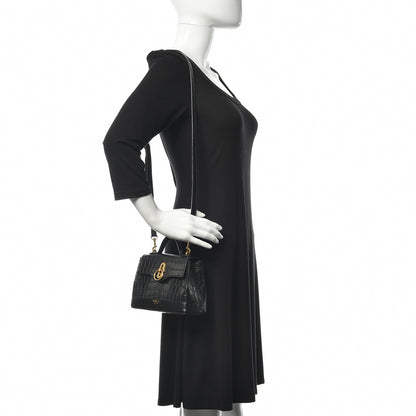 Mulberry Calfskin Crocodile Embossed Micro Seaton Black 2 of 9