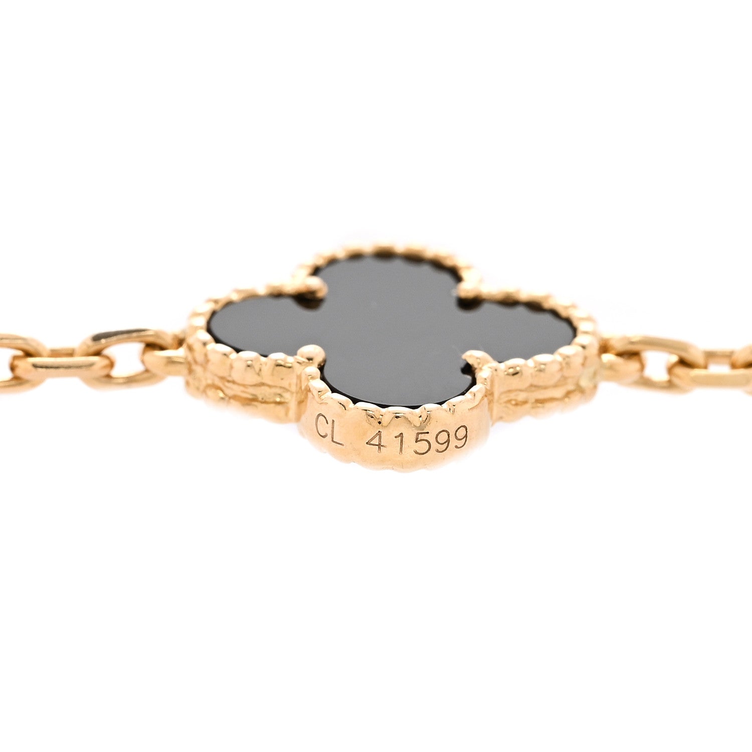 Van Cleef & Arpels 18K Yellow Gold Black Onyx 10 Motifs Vintage Alhambra Necklace 6 of 7