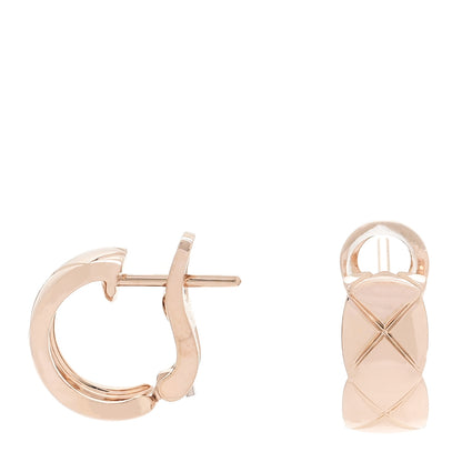 Chanel 18K Beige Gold Coco Crush Hoop Earrings 1 of 5