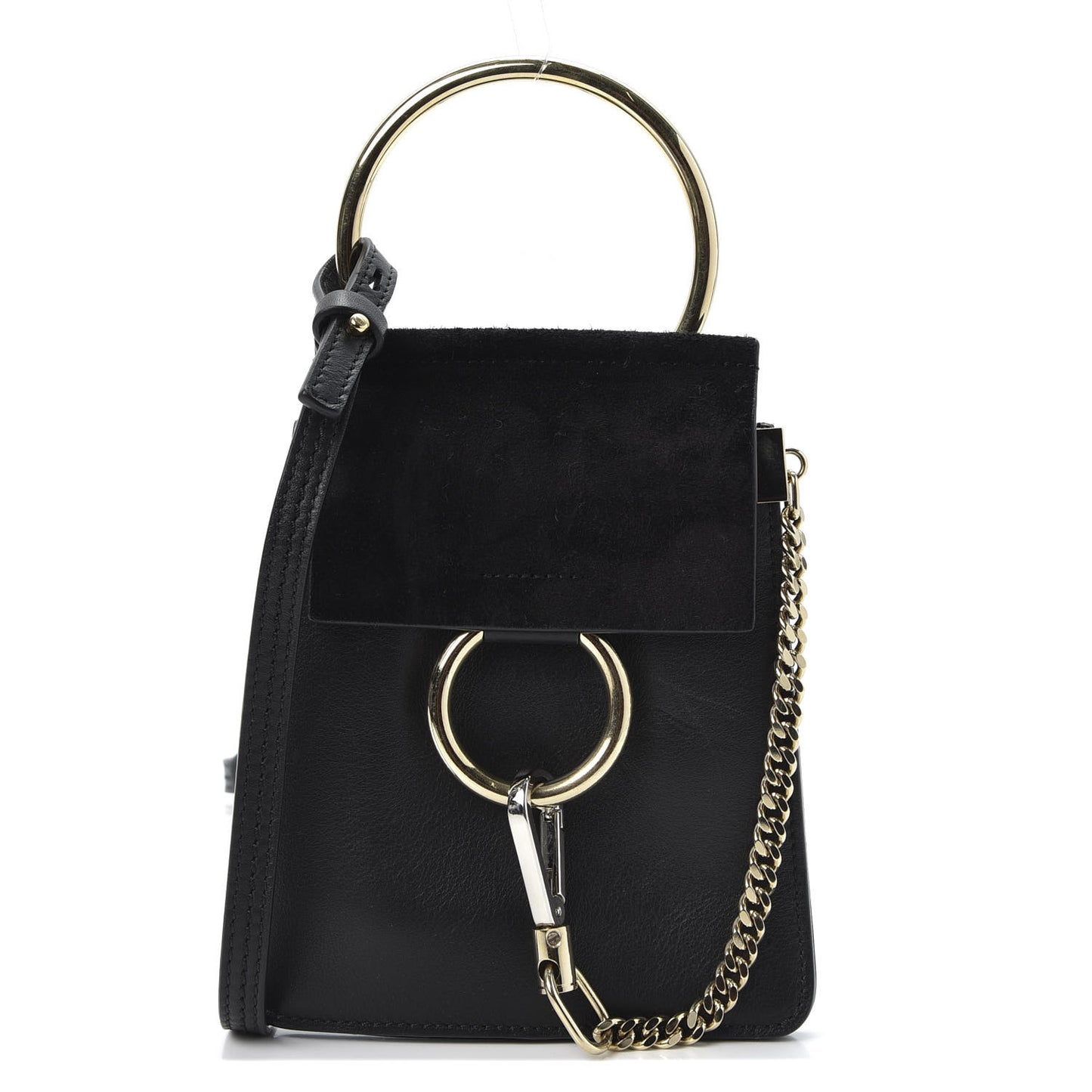 Suede Calfskin Mini Faye Bracelet Bag Black