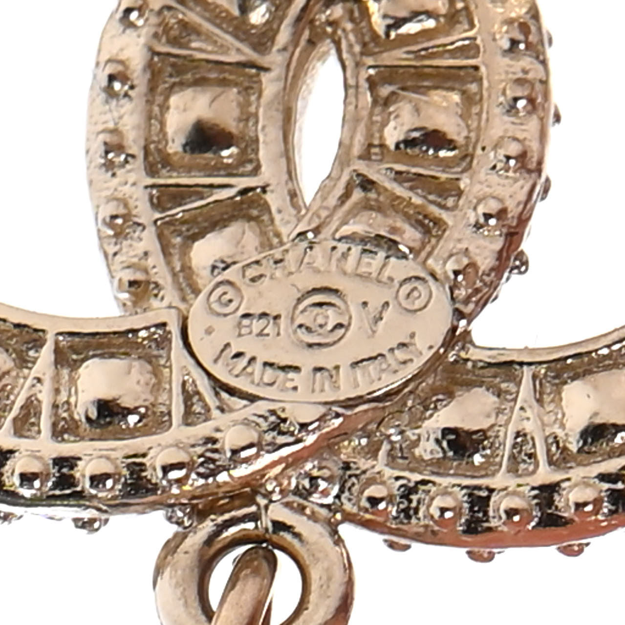 Chanel Crystal Pearl CC Drop Earrings Gold 4 of 4