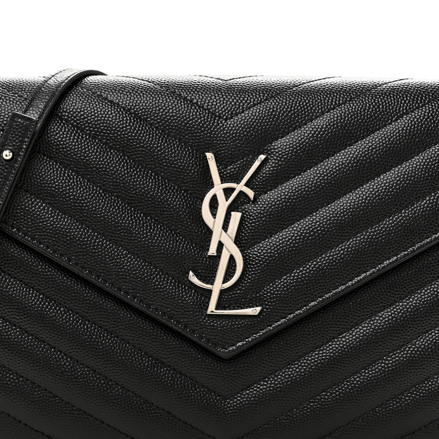 Grain De Poudre Matelasse Chevron Monogram Chain Wallet Black