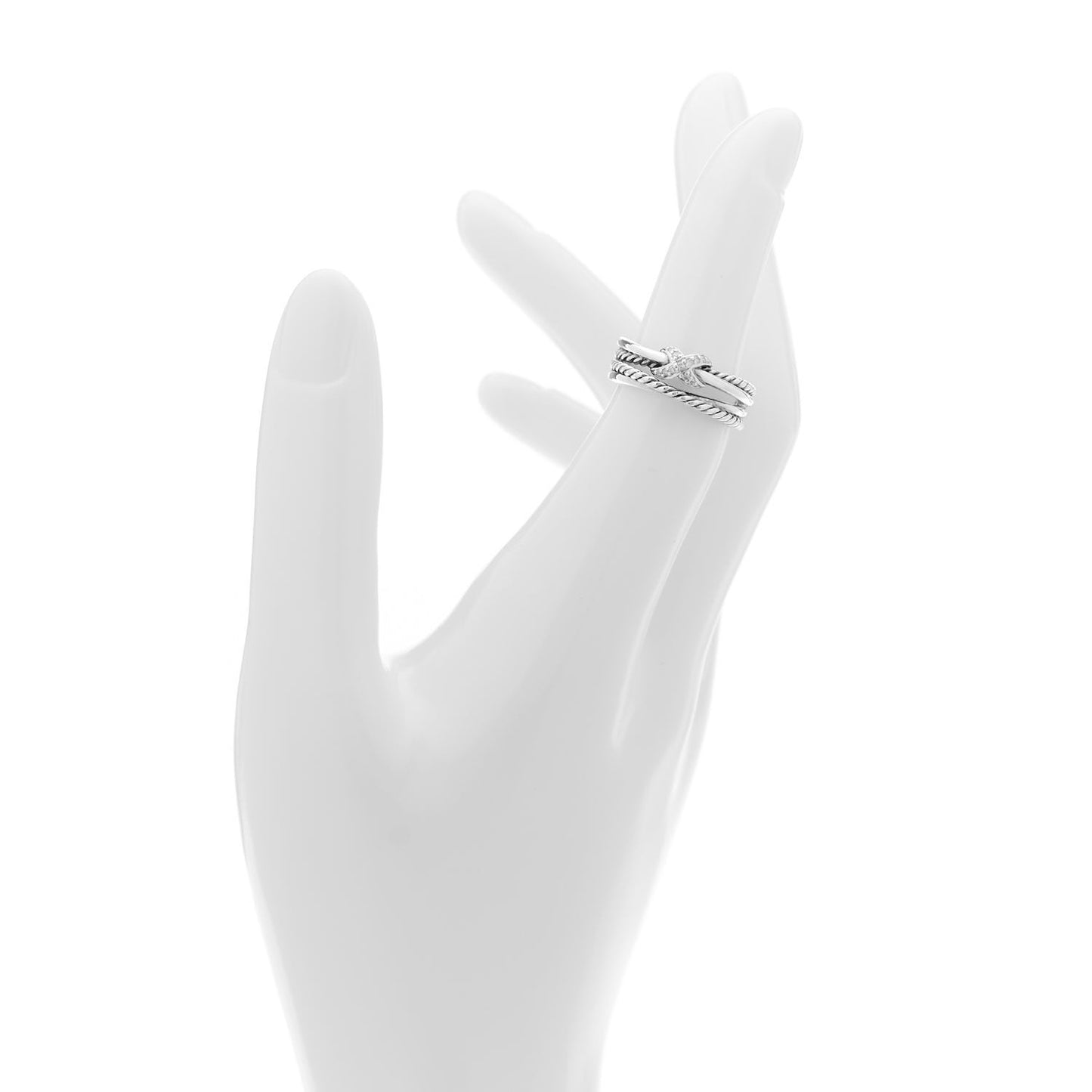 Sterling Silver Diamond X Crossover Ring 50 5.25