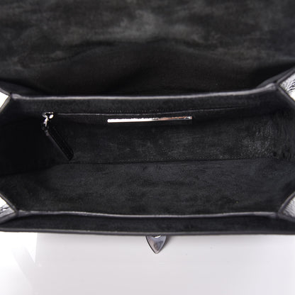 Valentino Garavani Pebbled Calfskin Onyx Medium Rockstud Rolling Flap Saddle Bag Black 7 of 8