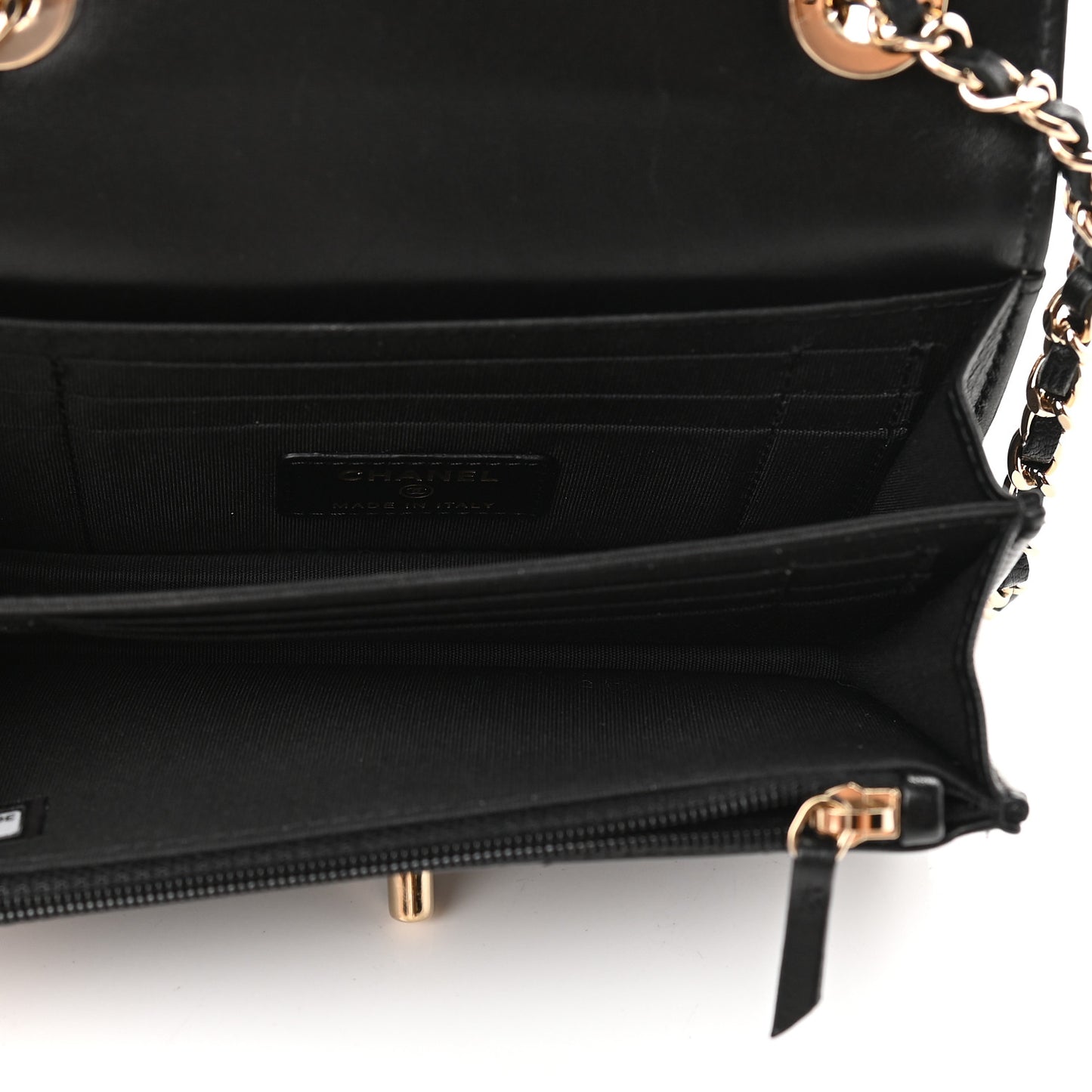 Lambskin Quilted Mini Trendy CC Wallet On Chain WOC Black