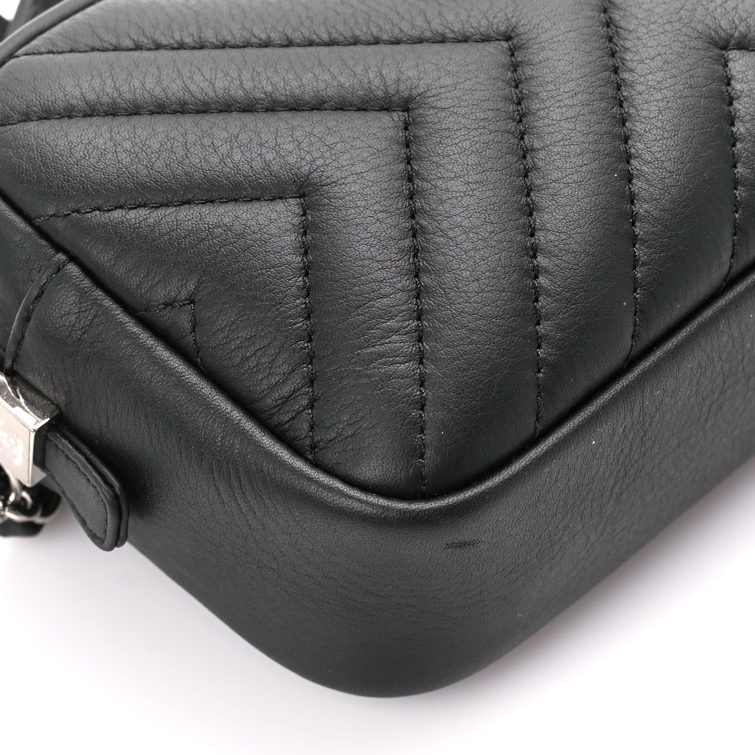 Chanel Calfskin Diagonal Chevron Quilted Tassel Camera Case Black 9 of 11