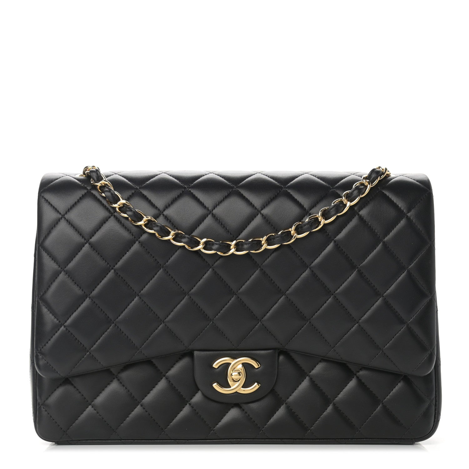 Chanel Lambskin Quilted Maxi Double Flap Black 1 of 12