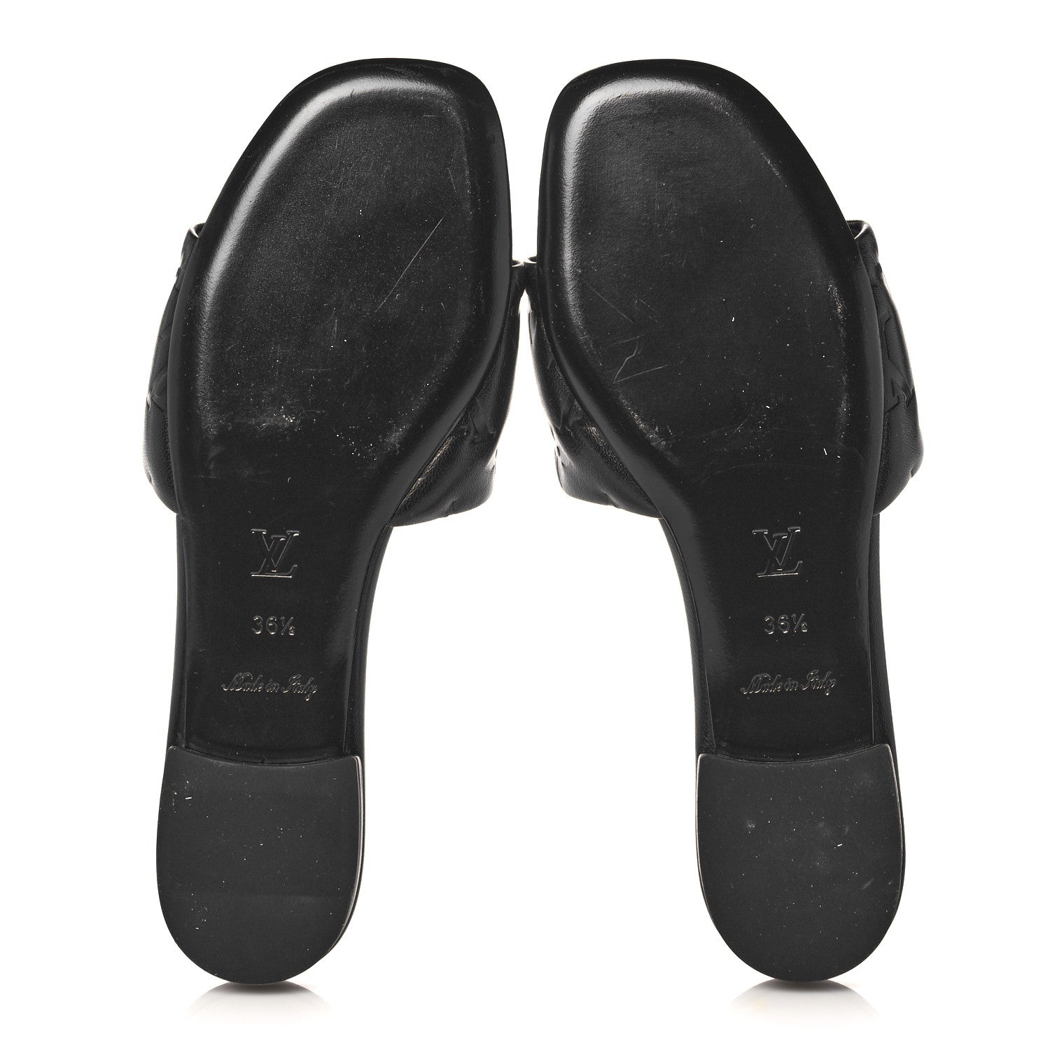 Louis Vuitton Lambskin Embossed Monogram Revival Flat Mules 36.5 Black 5 of 9