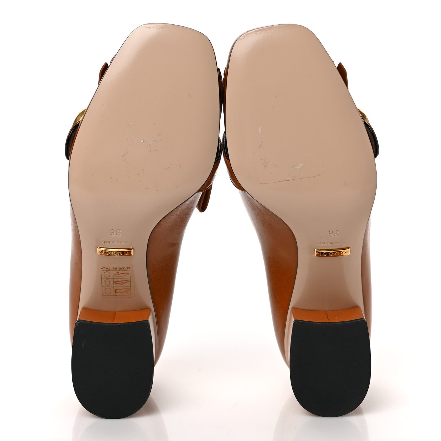 Malaga Kid GG Marmont Fringe 50mm Loafer Pumps 36 Cognac