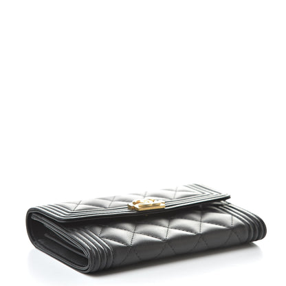 Chanel Lambskin Quilted Medium Boy Flap Wallet Black 4 of 9