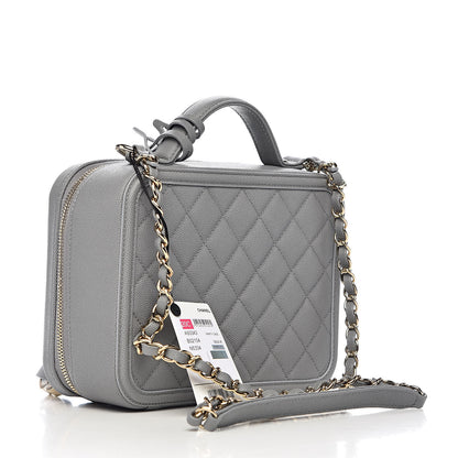 Chanel Caviar Quilted Medium CC Filigree Vanity Case Grey 3 of 11