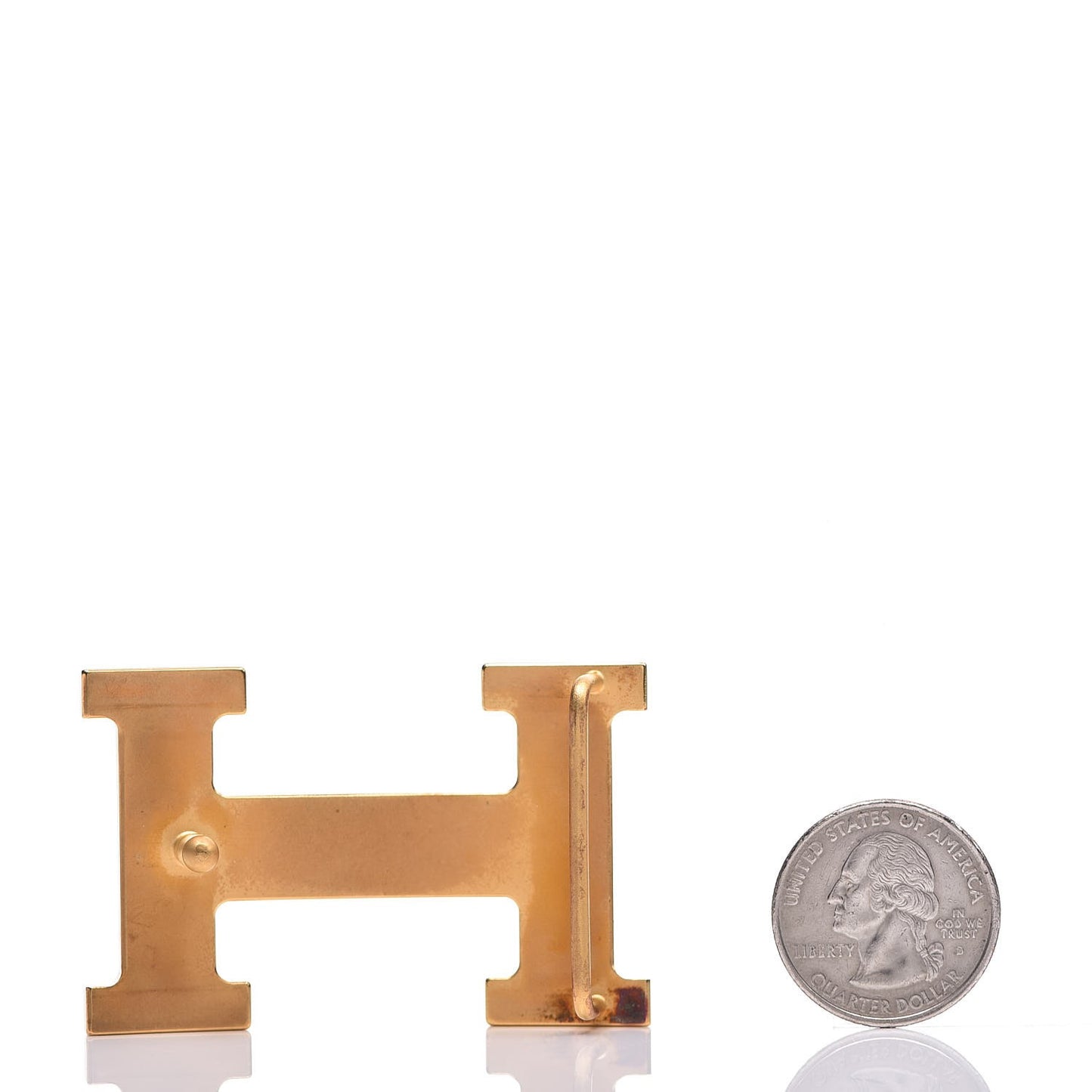 Polished 32mm H Belt Buckle Gold