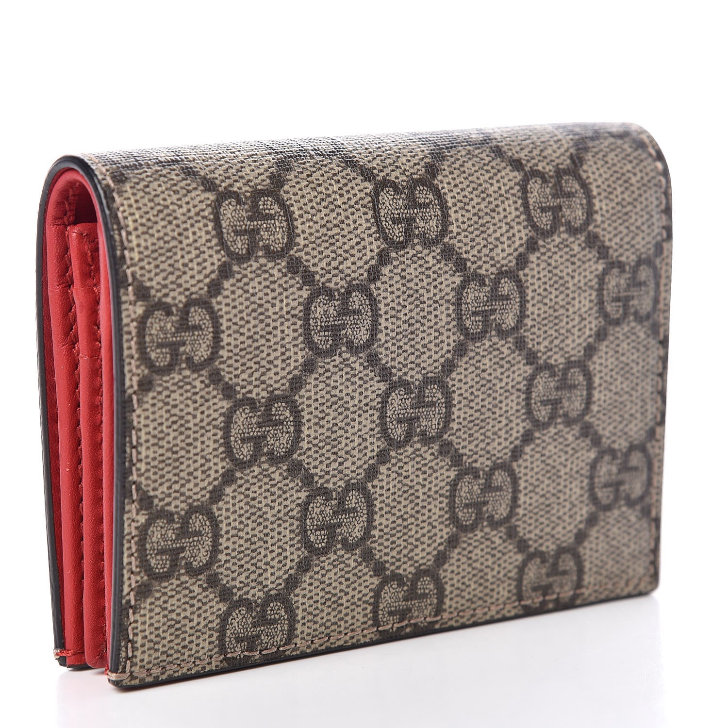 Gucci GG Supreme Monogram Kingsnake Heart Embroidered Print Card Case Red 3 of 11