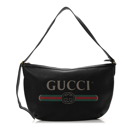 Gucci Grained Calfskin Logo Half Moon Hobo Black 1 of 10